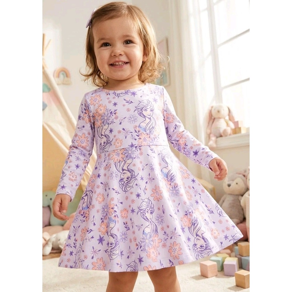 Disney Gils 18 Months‎ Frozen Dress - Elsa - Lilac - Long Sleeve - NWT Comfy Top